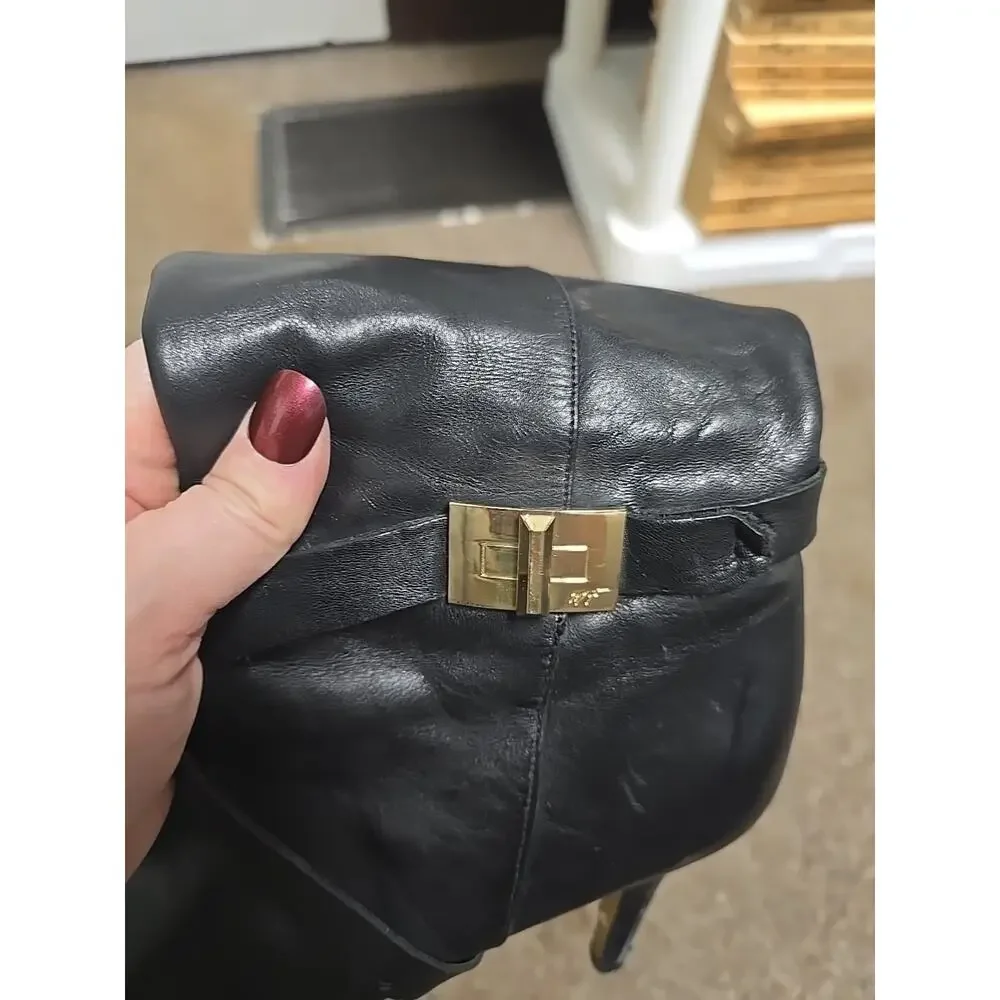 Marc Fisher Tracey 3 Black Leather Side Zip Old Money Heeled Boots Womans Sze 8M